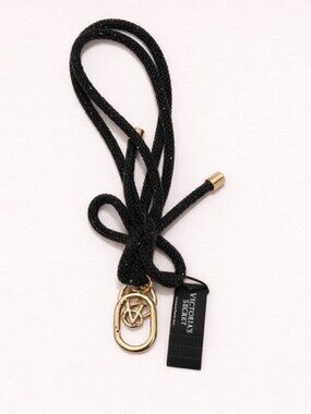 NWT Victoria’s Secret Black Bling Bow Tie Knot Keychain Holder Wristlet